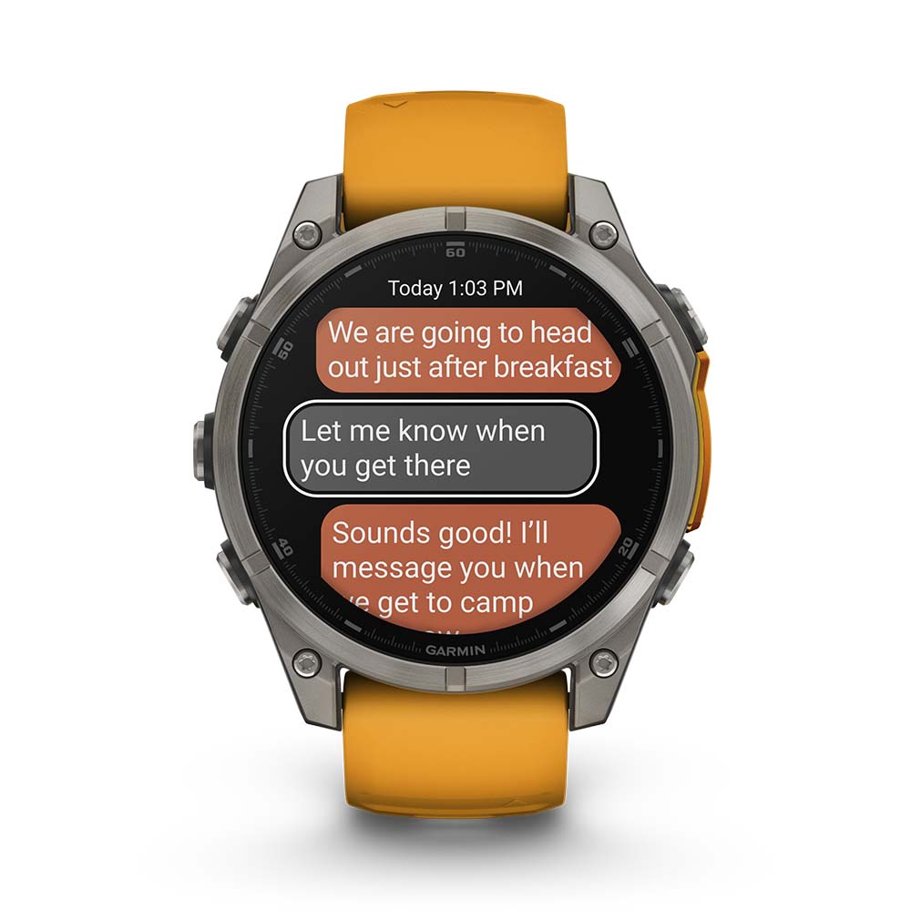 Relógio Garmin fēnix ® 8 Safira Titânio Laranja e Grafite