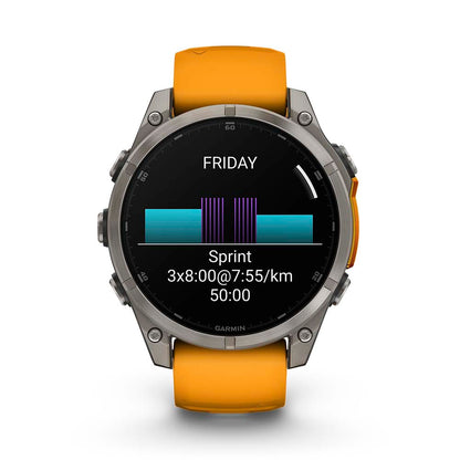 Relógio Garmin fēnix ® 8 Safira Titânio Laranja e Grafite