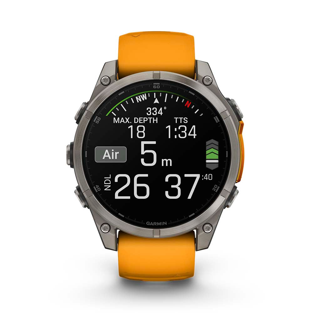Relógio Garmin fēnix ® 8 Safira Titânio Laranja e Grafite