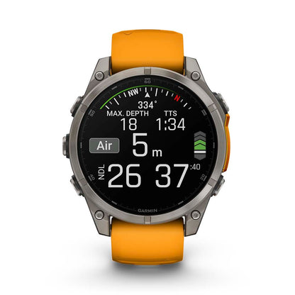 Relógio Garmin fēnix ® 8 Safira Titânio Laranja e Grafite