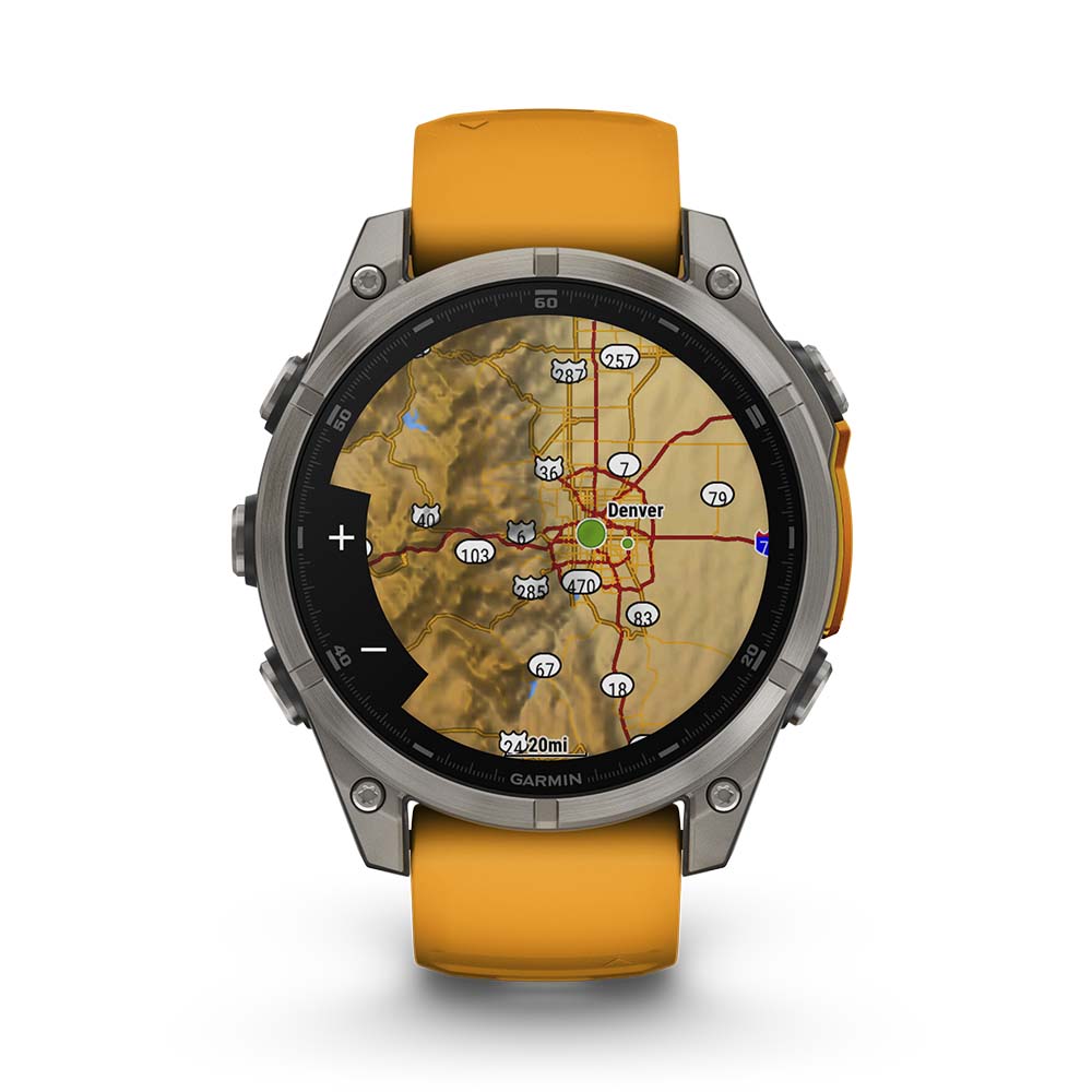 Relógio Garmin fēnix ® 8 Safira Titânio Laranja e Grafite