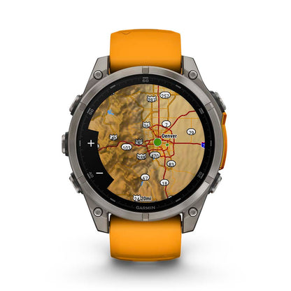 Relógio Garmin fēnix ® 8 Safira Titânio Laranja e Grafite