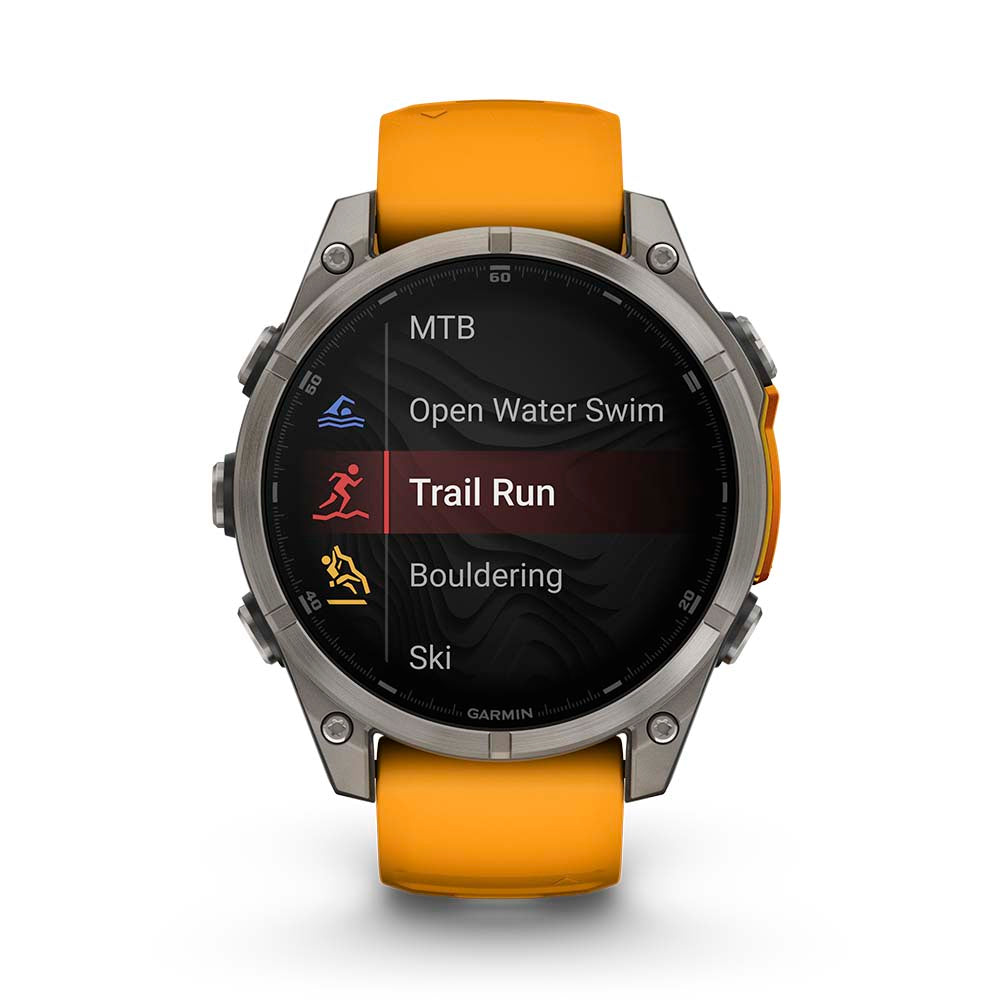 Relógio Garmin fēnix ® 8 Safira Titânio Laranja e Grafite