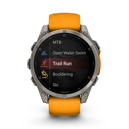 Relógio Garmin fēnix ® 8 Safira Titânio Laranja e Grafite