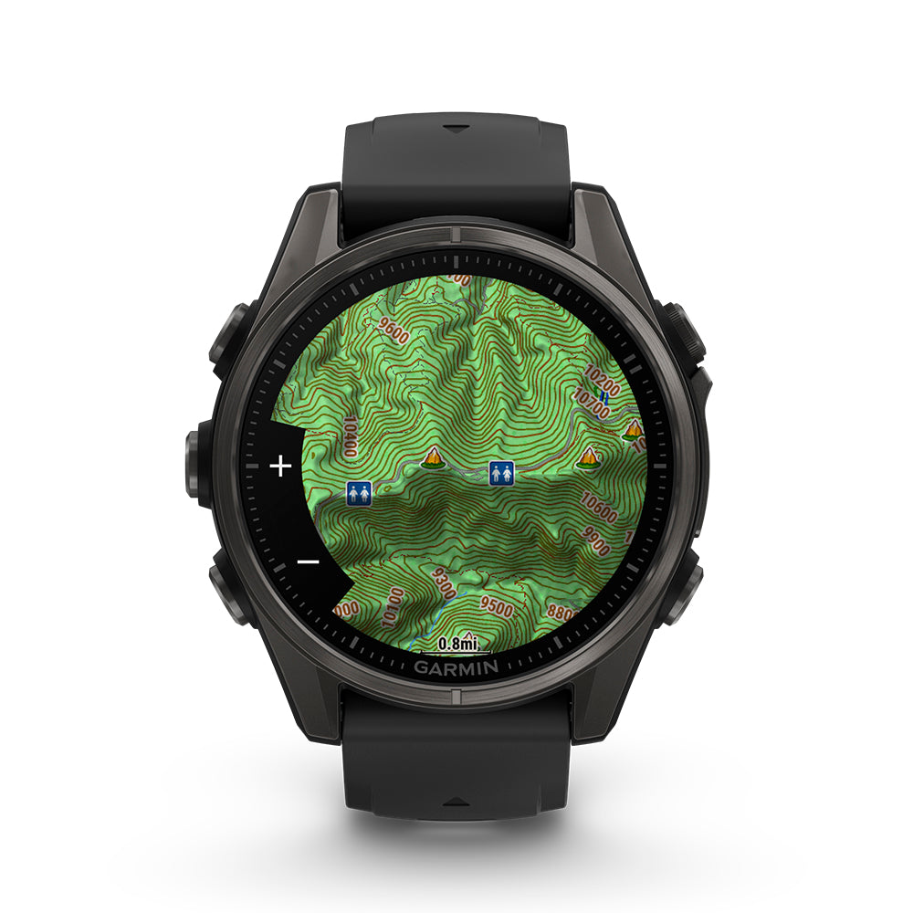 Relógio Garmin fēnix ® 8S Safira Titânio Cinza Carbono e Preto