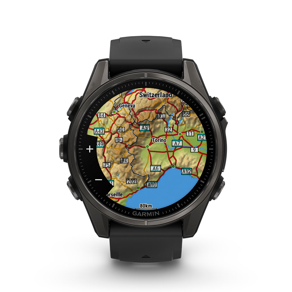 Relógio Garmin fēnix ® 8S Safira Titânio Cinza Carbono e Preto