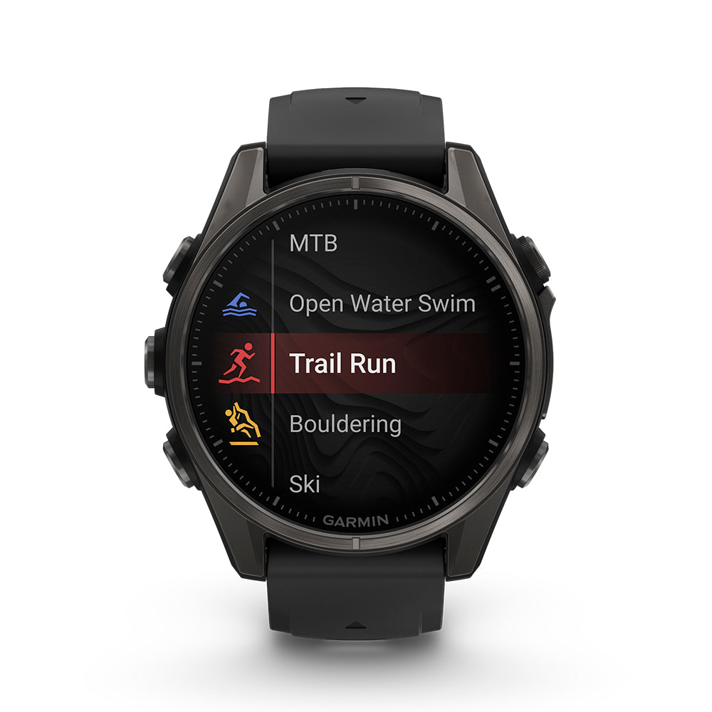 Relógio Garmin fēnix ® 8S Safira Titânio Cinza Carbono e Preto