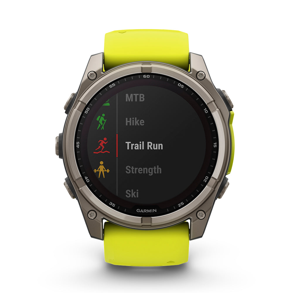 Relógio Garmin fēnix ® 8X Safira Solar Titânio e Amarelo
