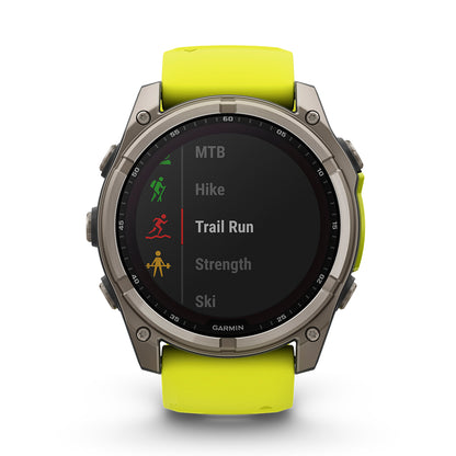 Relógio Garmin fēnix ® 8X Safira Solar Titânio e Amarelo
