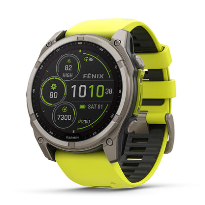 Relógio Garmin fēnix ® 8X Safira Solar Titânio e Amarelo