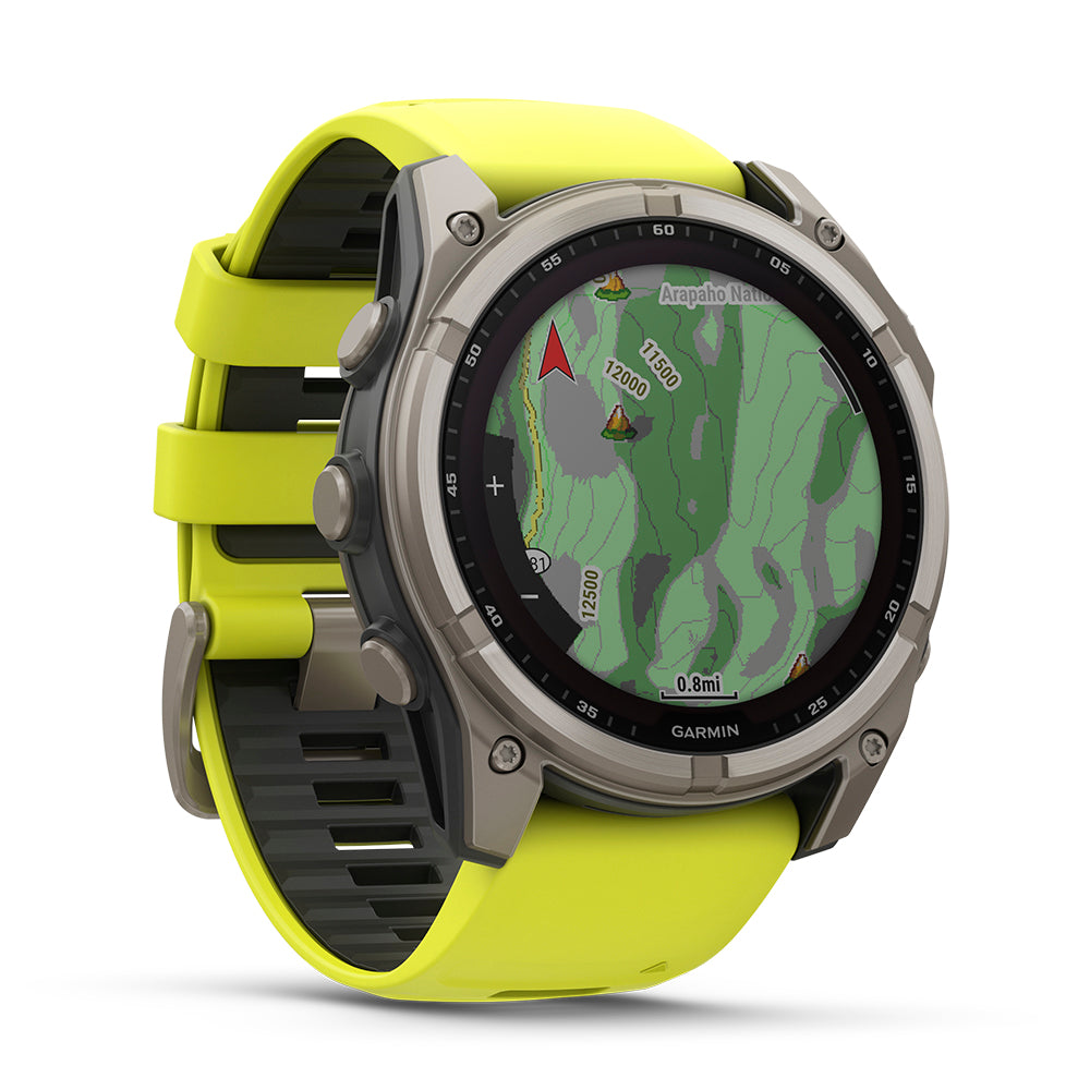 Relógio Garmin fēnix ® 8X Safira Solar Titânio e Amarelo