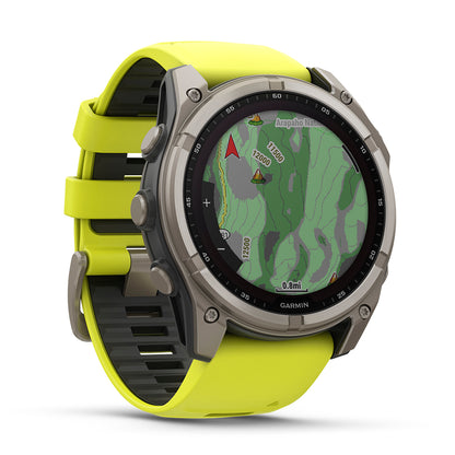 Relógio Garmin fēnix ® 8X Safira Solar Titânio e Amarelo
