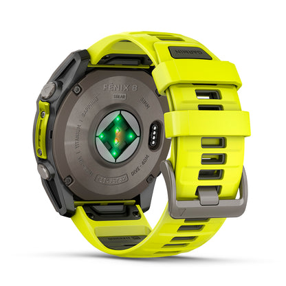Relógio Garmin fēnix ® 8X Safira Solar Titânio e Amarelo