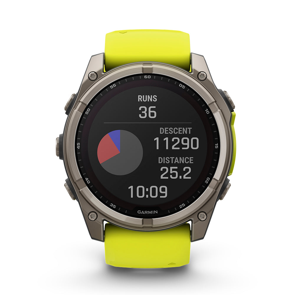 Relógio Garmin fēnix ® 8X Safira Solar Titânio e Amarelo