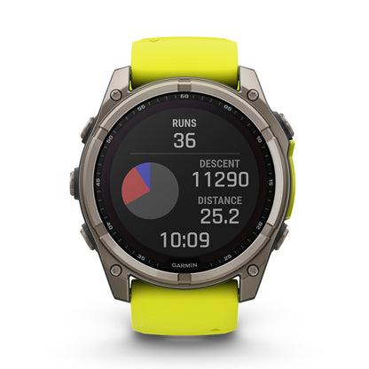 Relógio Garmin fēnix ® 8X Safira Solar Titânio e Amarelo
