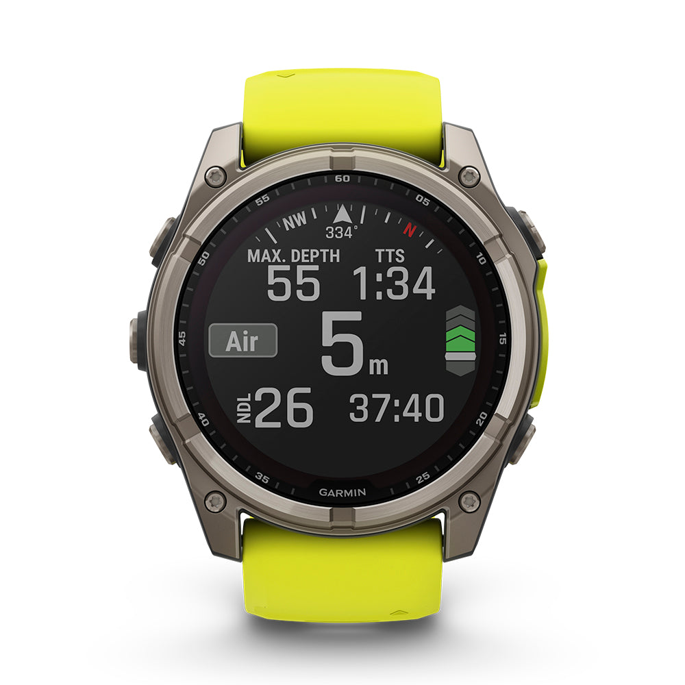 Relógio Garmin fēnix ® 8X Safira Solar Titânio e Amarelo
