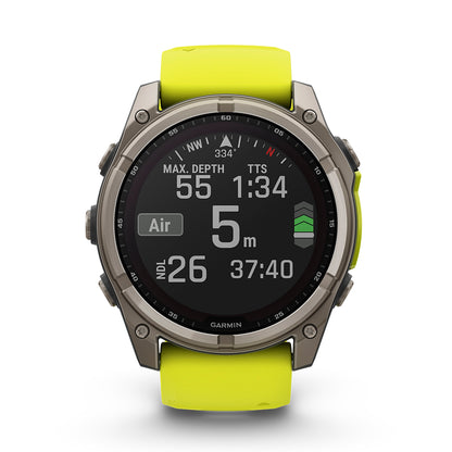 Relógio Garmin fēnix ® 8X Safira Solar Titânio e Amarelo