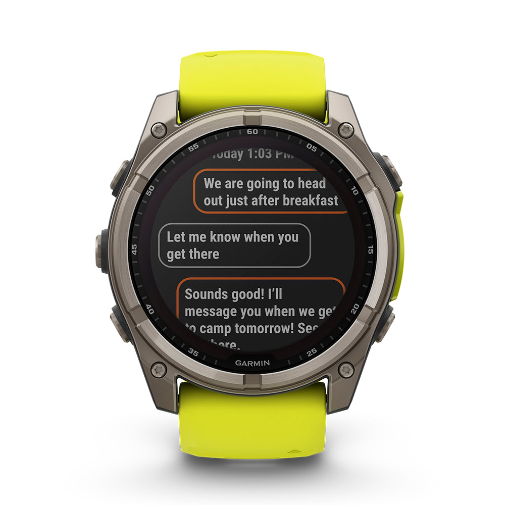 Relógio Garmin fēnix ® 8X Safira Solar Titânio e Amarelo