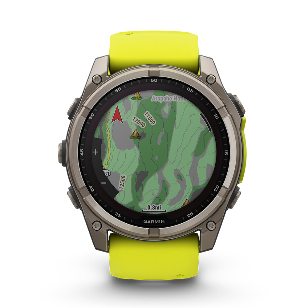 Relógio Garmin fēnix ® 8X Safira Solar Titânio e Amarelo