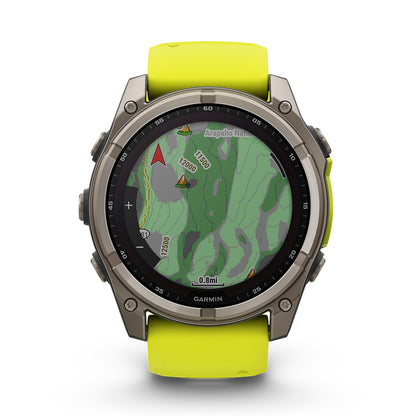 Relógio Garmin fēnix ® 8X Safira Solar Titânio e Amarelo