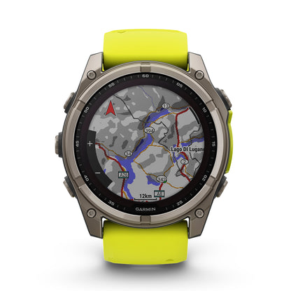 Relógio Garmin fēnix ® 8X Safira Solar Titânio e Amarelo