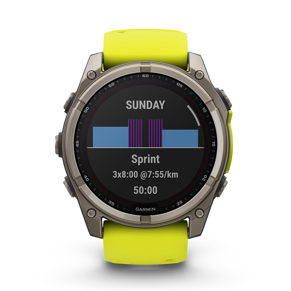 Relógio Garmin fēnix ® 8X Safira Solar Titânio e Amarelo