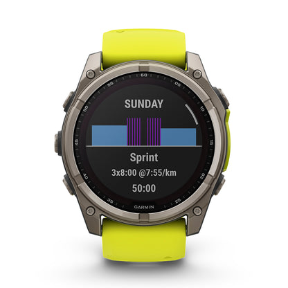 Relógio Garmin fēnix ® 8X Safira Solar Titânio e Amarelo