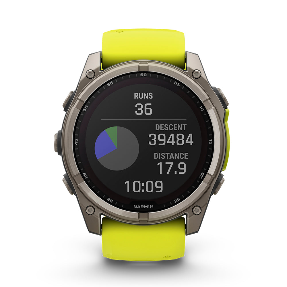 Relógio Garmin fēnix ® 8X Safira Solar Titânio e Amarelo