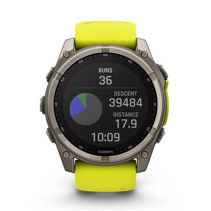 Relógio Garmin fēnix ® 8X Safira Solar Titânio e Amarelo