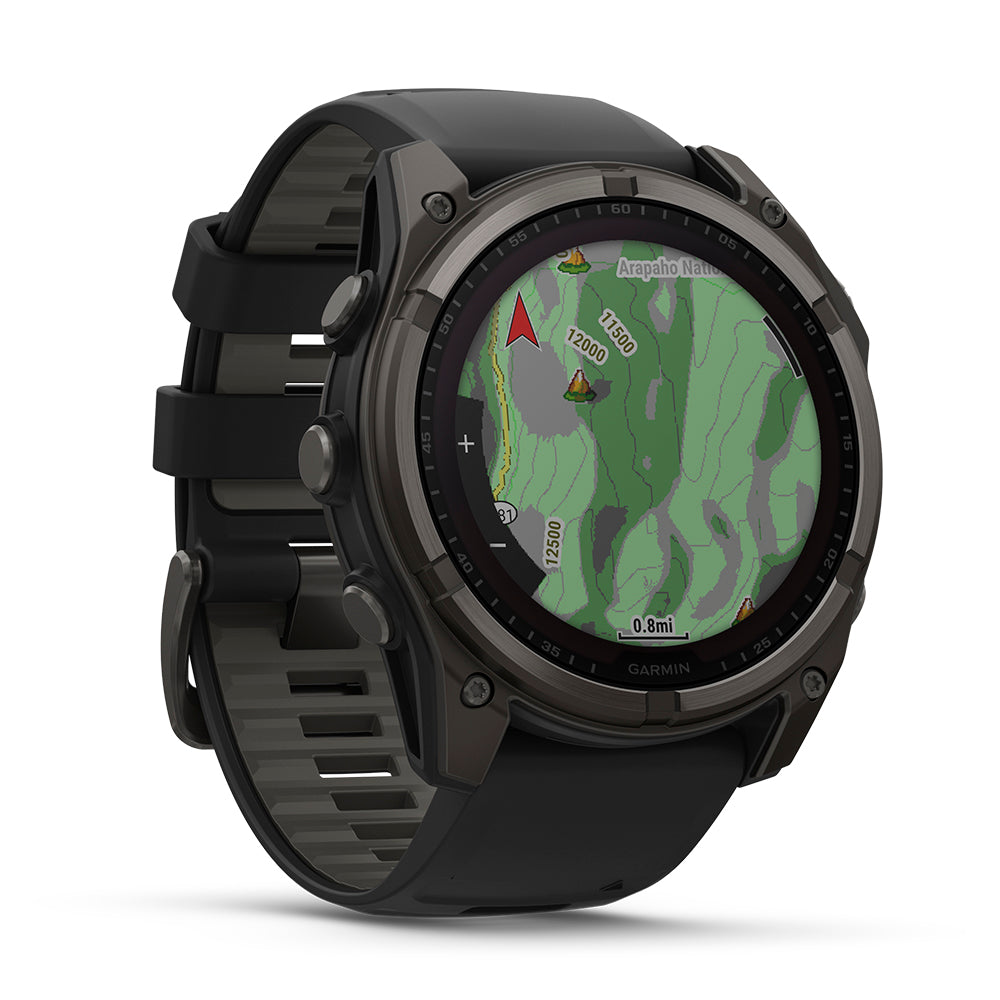 Relógio Garmin fēnix ® 8X Safira Solar Titânio Cinza Carbono e Preto