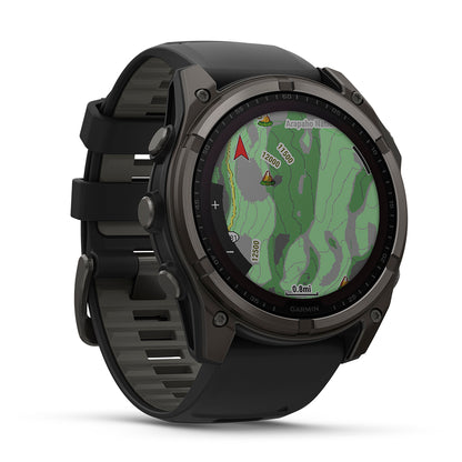 Relógio Garmin fēnix ® 8X Safira Solar Titânio Cinza Carbono e Preto