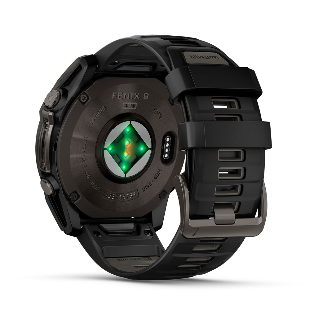 Relógio Garmin fēnix ® 8X Safira Solar Titânio Cinza Carbono e Preto
