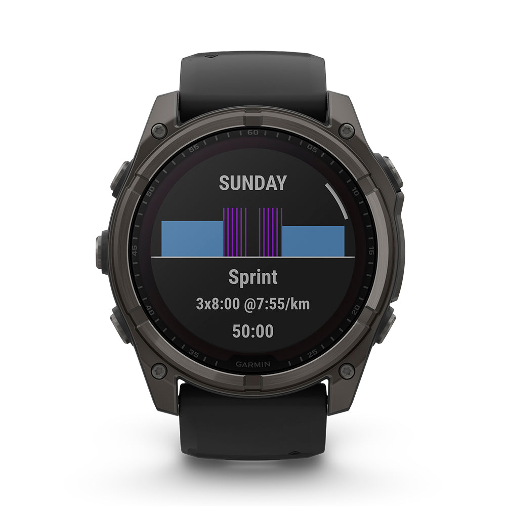 Relógio Garmin fēnix ® 8X Safira Solar Titânio Cinza Carbono e Preto