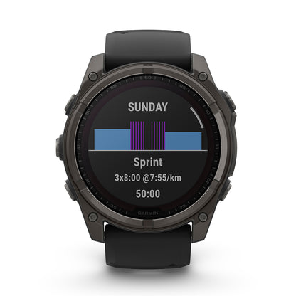 Relógio Garmin fēnix ® 8X Safira Solar Titânio Cinza Carbono e Preto