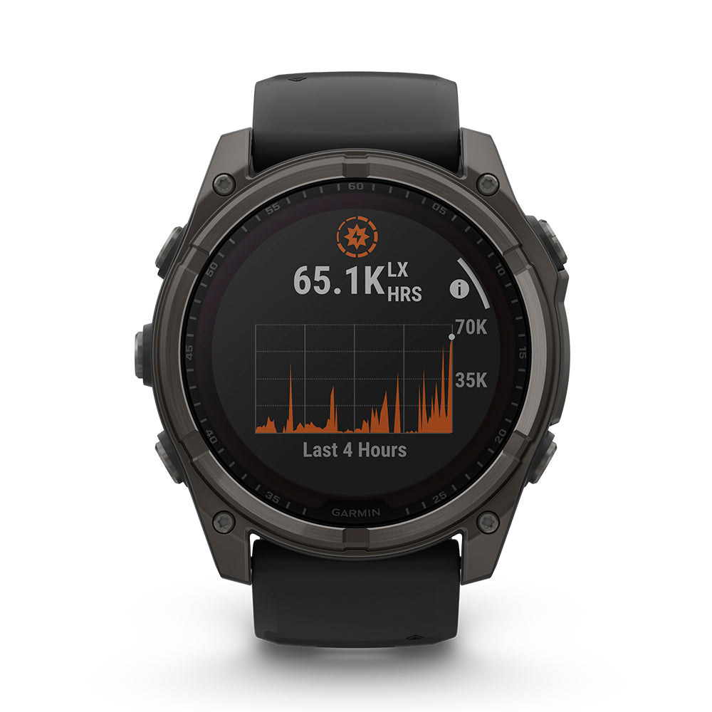 Relógio Garmin fēnix ® 8X Safira Solar Titânio Cinza Carbono e Preto