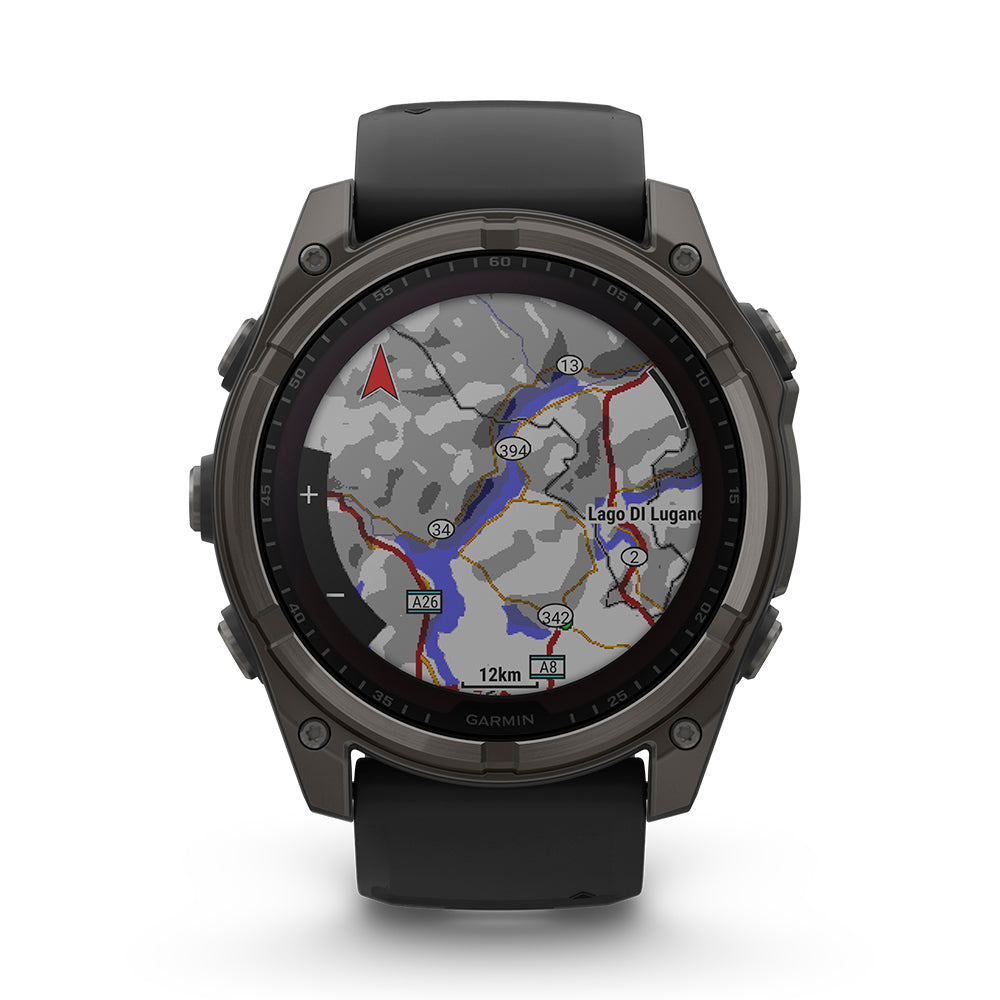 Relógio Garmin fēnix ® 8X Safira Solar Titânio Cinza Carbono e Preto