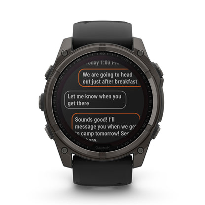 Relógio Garmin fēnix ® 8X Safira Solar Titânio Cinza Carbono e Preto