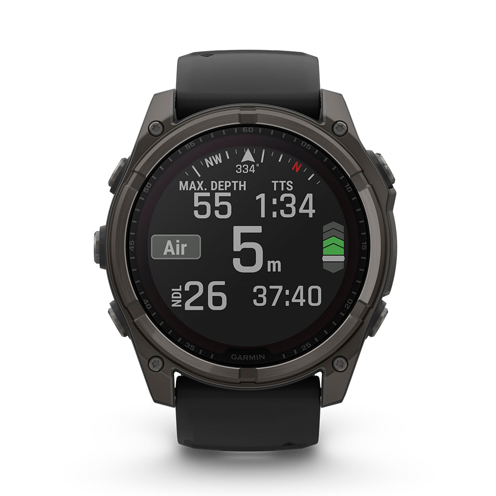 Relógio Garmin fēnix ® 8X Safira Solar Titânio Cinza Carbono e Preto