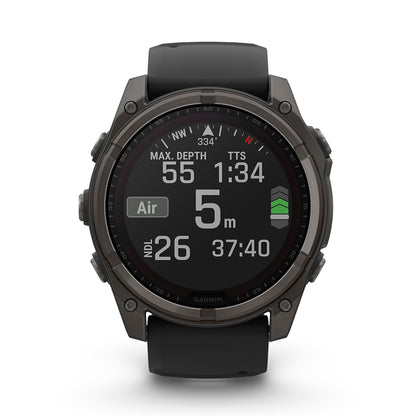 Relógio Garmin fēnix ® 8X Safira Solar Titânio Cinza Carbono e Preto