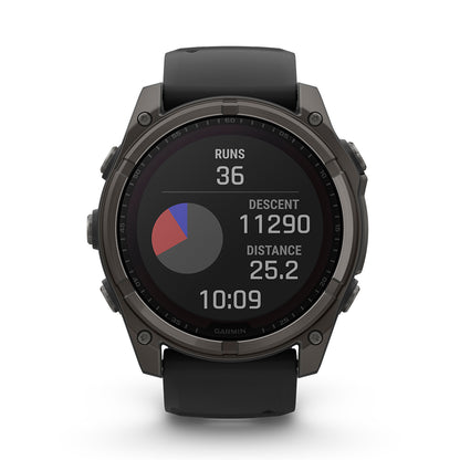 Relógio Garmin fēnix ® 8X Safira Solar Titânio Cinza Carbono e Preto