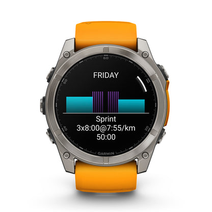 Relógio Garmin Fênix ® 8X Safira Titânio e Laranja