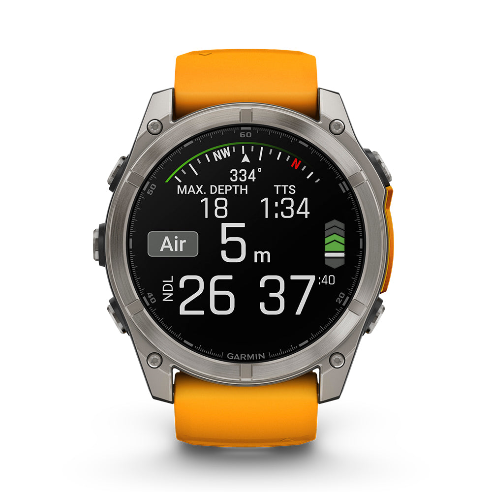 Relógio Garmin Fênix ® 8X Safira Titânio e Laranja