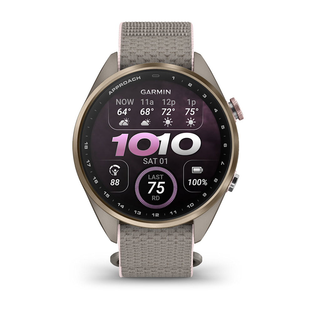 Relógio Garmin Approach ® S72 Titânio Dourado e Cinza/Rosa - 43 mm