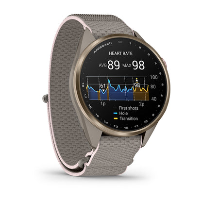 Relógio Garmin Approach ® S72 Titânio Dourado e Cinza/Rosa - 43 mm