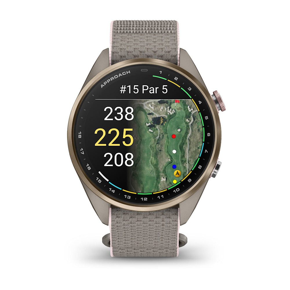 Relógio Garmin Approach ® S72 Titânio Dourado e Cinza/Rosa - 43 mm