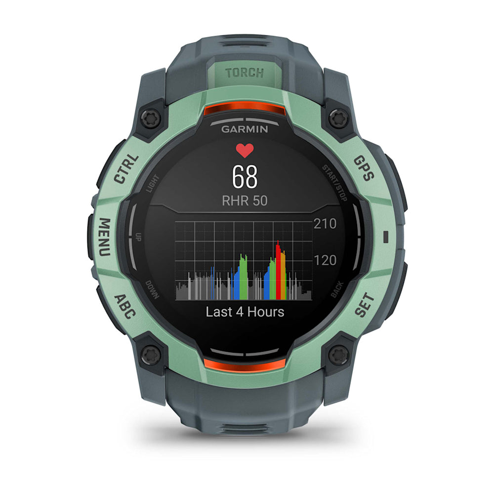 Relógio Garmin Instinct ® 3 AMOLED Neo Tropical e Cinza Crepúsculo - 50 mm