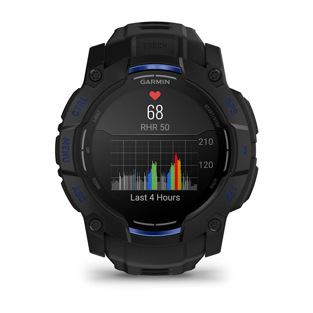 Relógio Garmin Instinct ® 3 Supernova AMOLED Preto e Azul - 50 mm