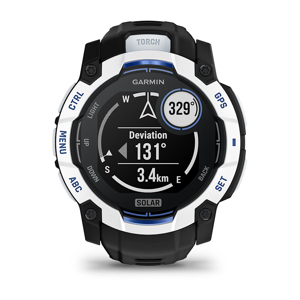 Relógio Garmin Instinct ® 3 Supernova Solar Branco/Azul/Preto - 50 mm