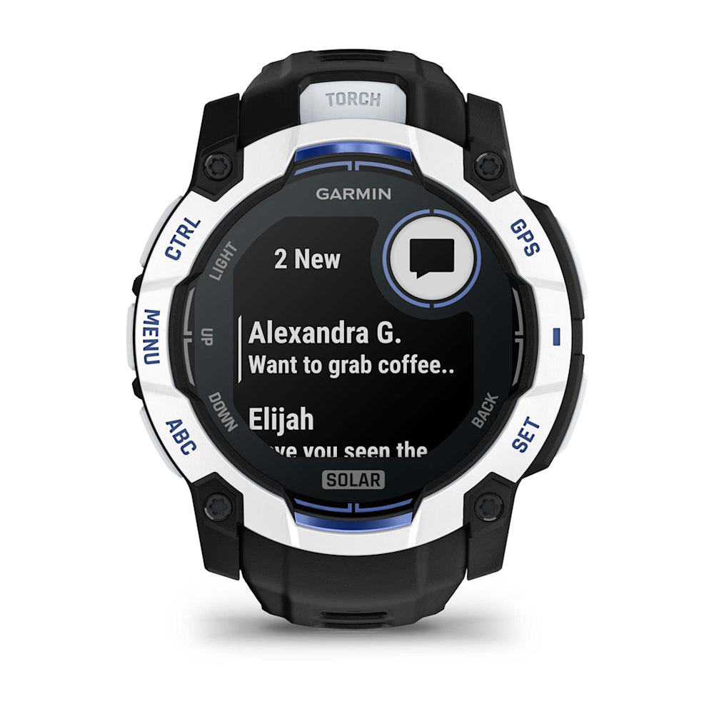 Relógio Garmin Instinct ® 3 Supernova Solar Branco/Azul/Preto - 50 mm