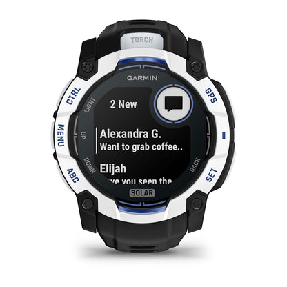 Relógio Garmin Instinct ® 3 Supernova Solar Branco/Azul/Preto - 50 mm